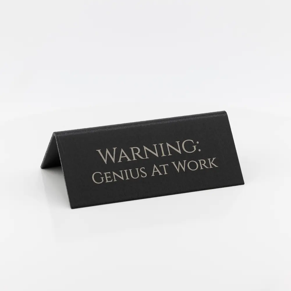 Engraved black desk plaque